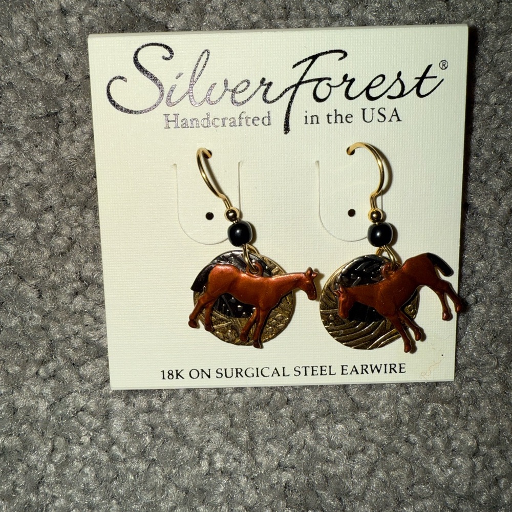 Black and Brown Horse Earrings